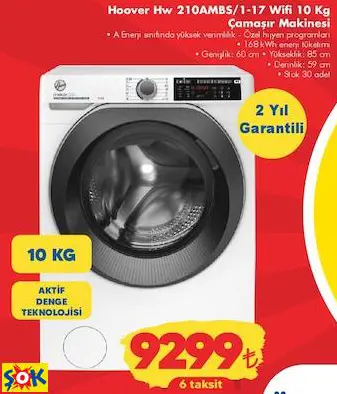 HOOVER HW 210AMBS/1-17 WİFİ 10 KG ÇAMAŞIR MAKİNESİ